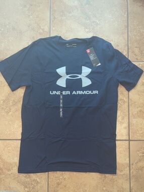 Men's Under Armour Navy Short Sleeve Tee with White Logo